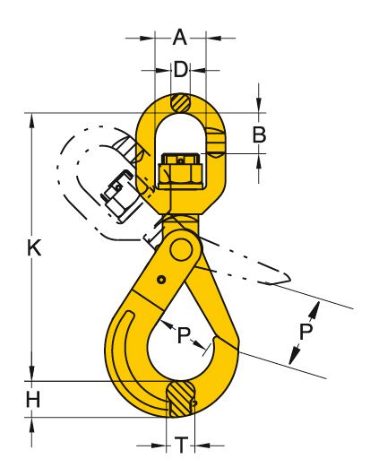 Yoke 8-027 Swivel Self Locking Hook measurements