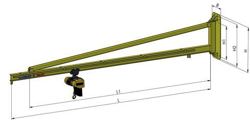 We recommend this type of wall jib crane for lifting and handling of loads at 500 kg to 3200 kg.