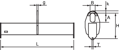 Løfteåk type 6600 for kran, lavtbyggende løfteåk som brukes ved begrenset løftehøyde.