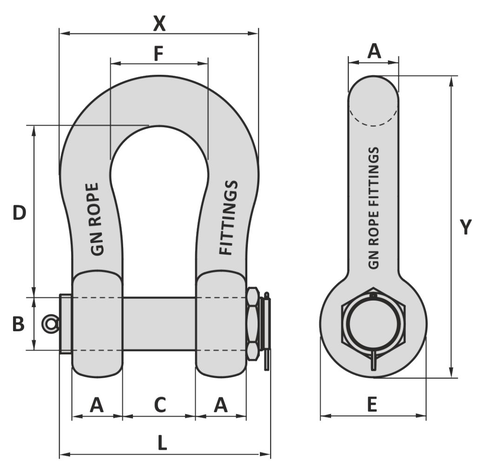 GN H10 Bow Shackle- Safety Pin blueprint