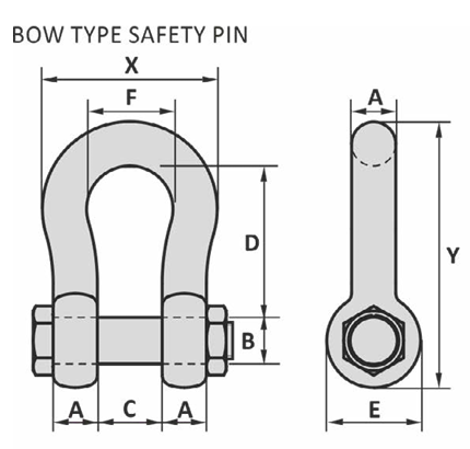 GN H9 Bow Shackle with Safety Pin blueprint