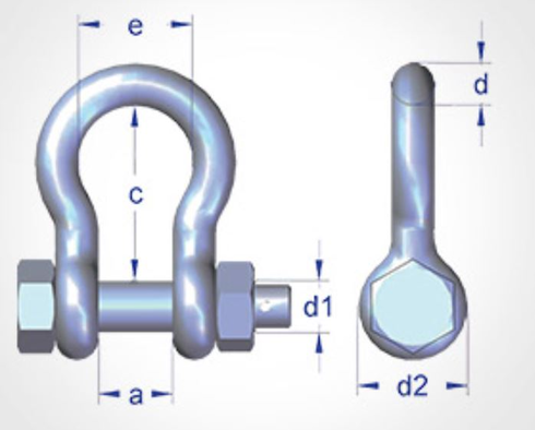 Stainless steel Shackle Gunnebo No. 755 blueprint