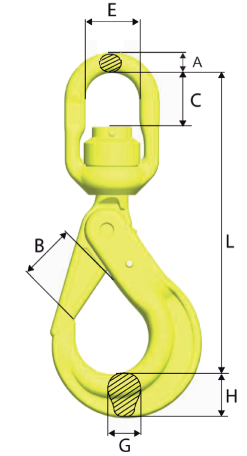 Grabiq Safety hook BKLK with swivel measurements