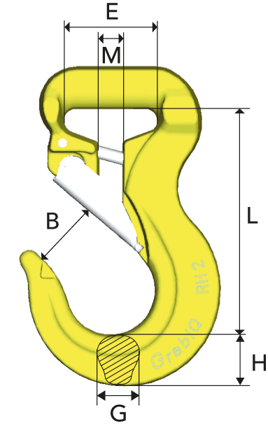 Grabiq Round Sling Hook RH measurements.