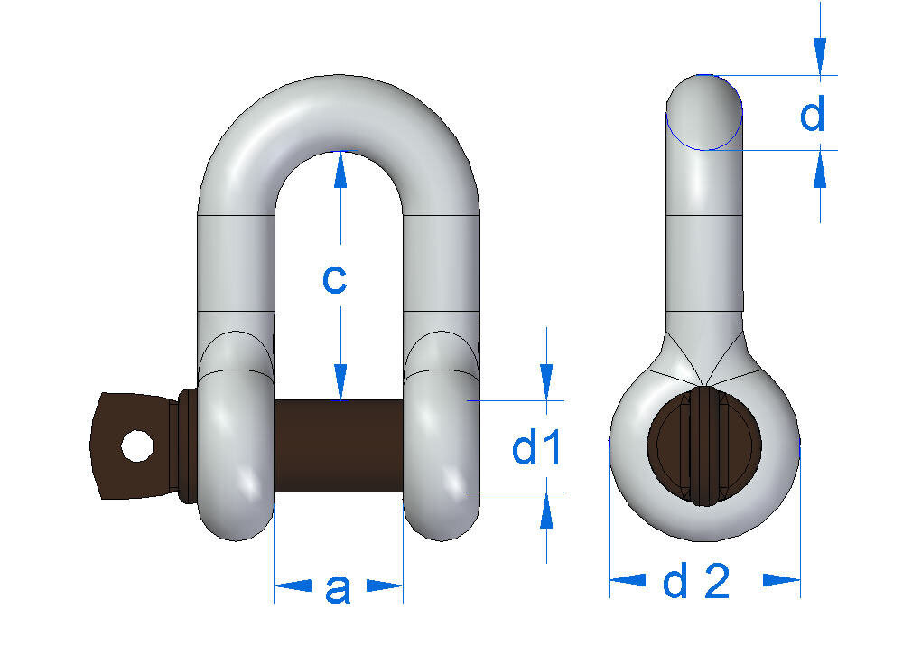 Gunnebo Dee shackle No. 834 measurements Gunnebo Dee shackle No. 834 measurements