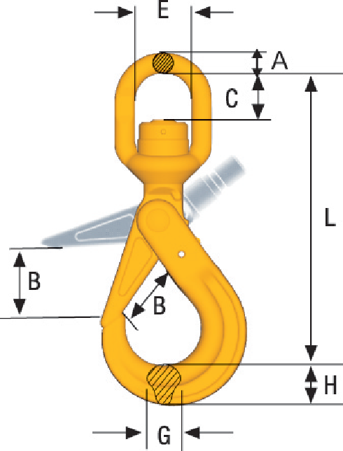 Safety Hook Swivel BKLK Offshore. Quenched and tempered alloy steel hook available in stock