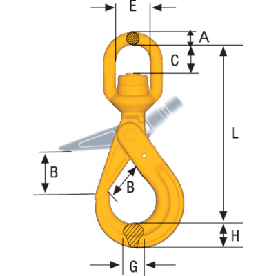 Safety Hook Swivel BKLK Offshore. Quenched and tempered alloy steel hook available in stock