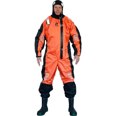 Flexible, dry worksuit indented for use by maintenance workers in exposed areas.