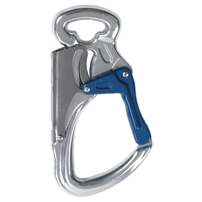 Stop- and end connector with oval eye especially for webbing components (Class A, T).