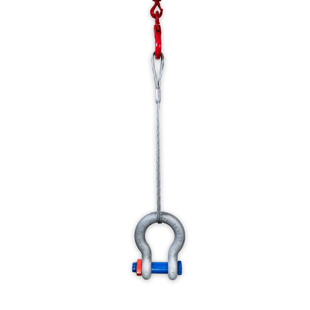 Powertex flat braided wire sling with shackle and hook