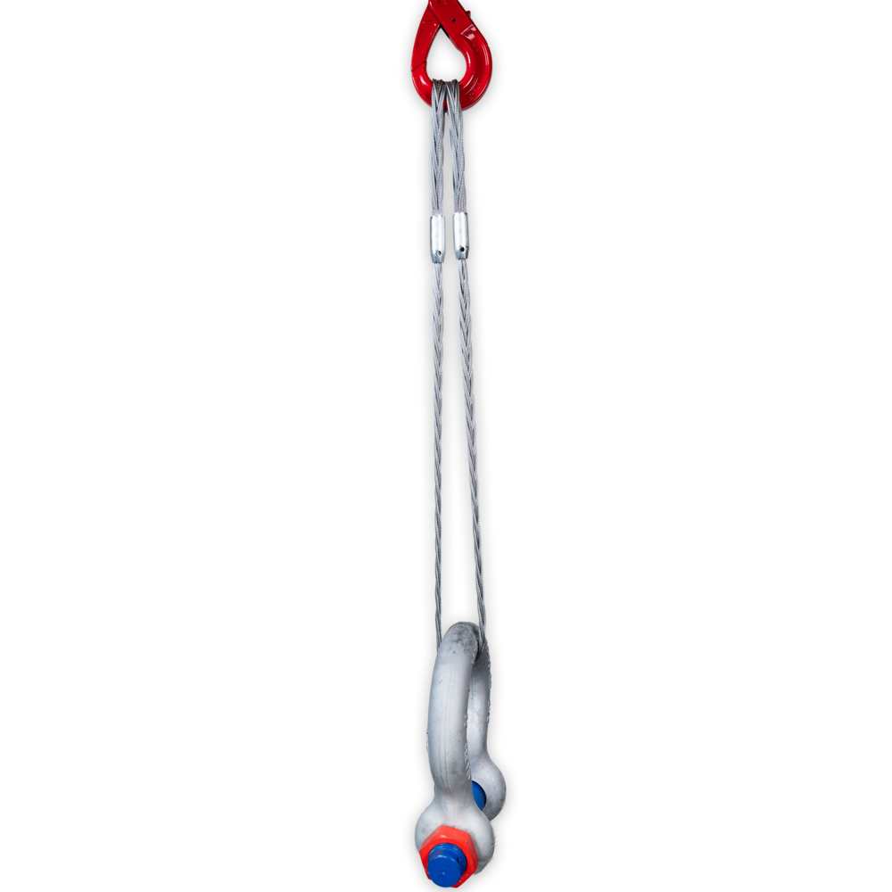 Powertex flat braided wire sling with shackle and hook