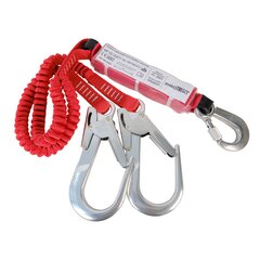 Fallsikringsline dobbel 2 m elastisk med falldemper og kroker, Protekt