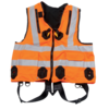 Reflective work vest with a built-in harness with front and dorsal anchorage points.