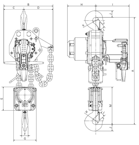 Air Chain Hoist Red Rooster TMH 10 drawing Air Chain Hoist Red Rooster TMH 10 drawing
