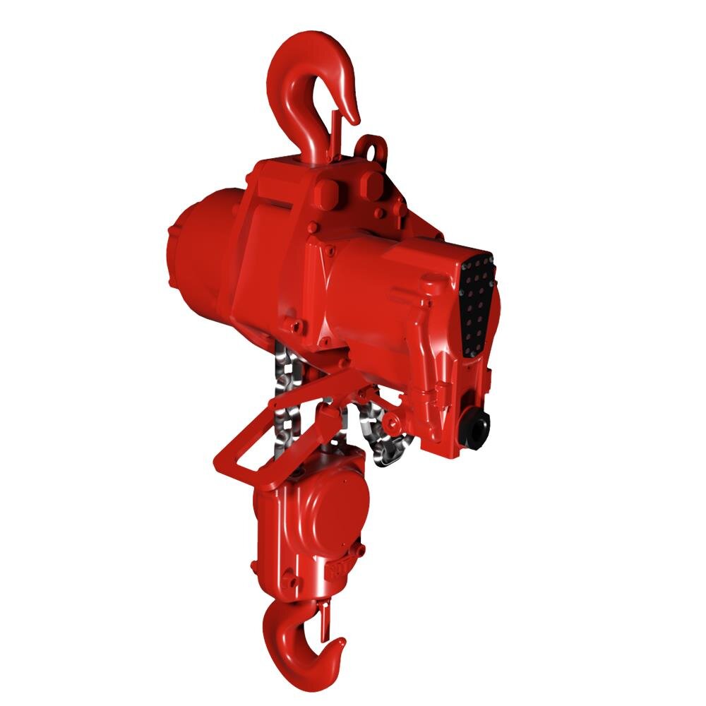The heavy duty air chain hoist RED ROOSTER TMH with 10 tons capacity. Heavy Duty Air Chain Hoists Red Rooster TMH (10.000, 15.000 & 20.000 kg)