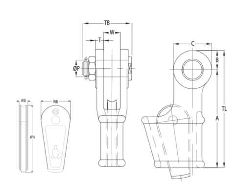 Open wedge socket with bolt and nut measurements