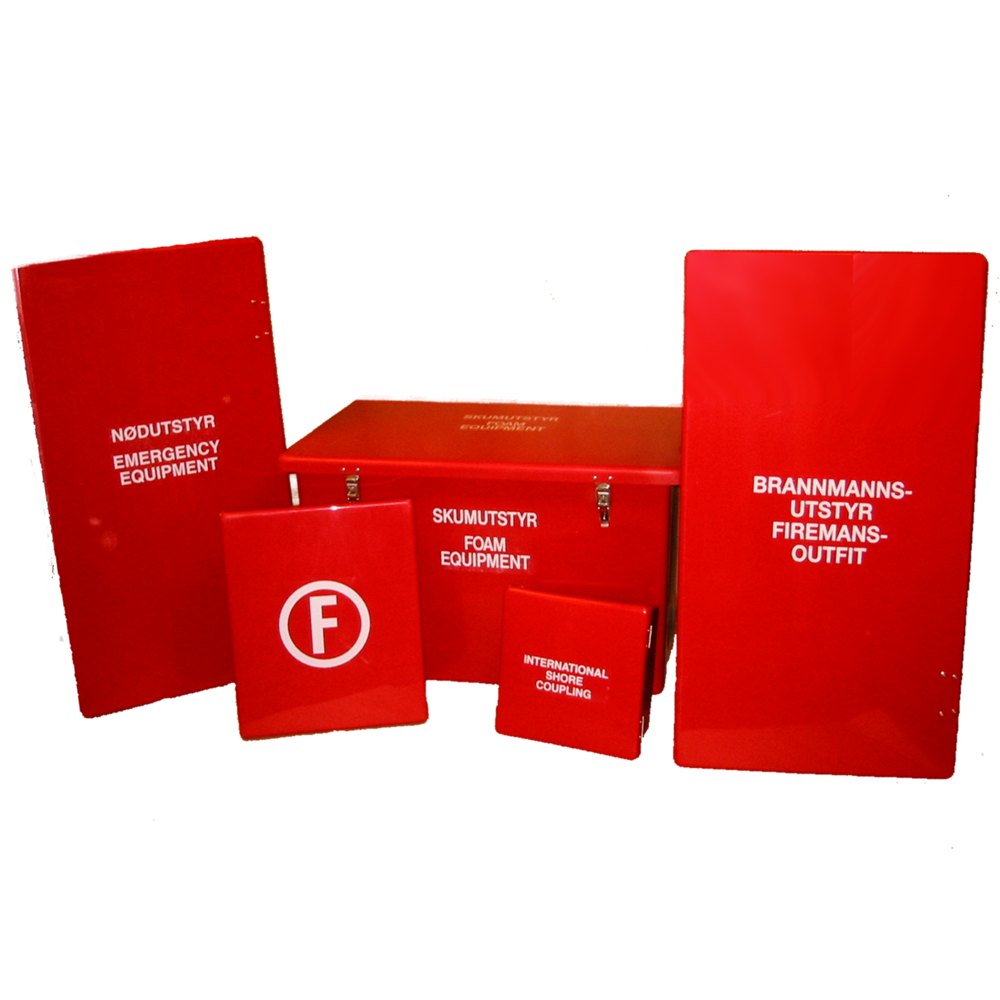 Skapet er produsert av glassfiber/polyester for og tåle tøffe værforhold.