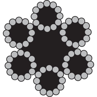 Ståltau kjerne 6 x 12-7 Fiber kjerne
