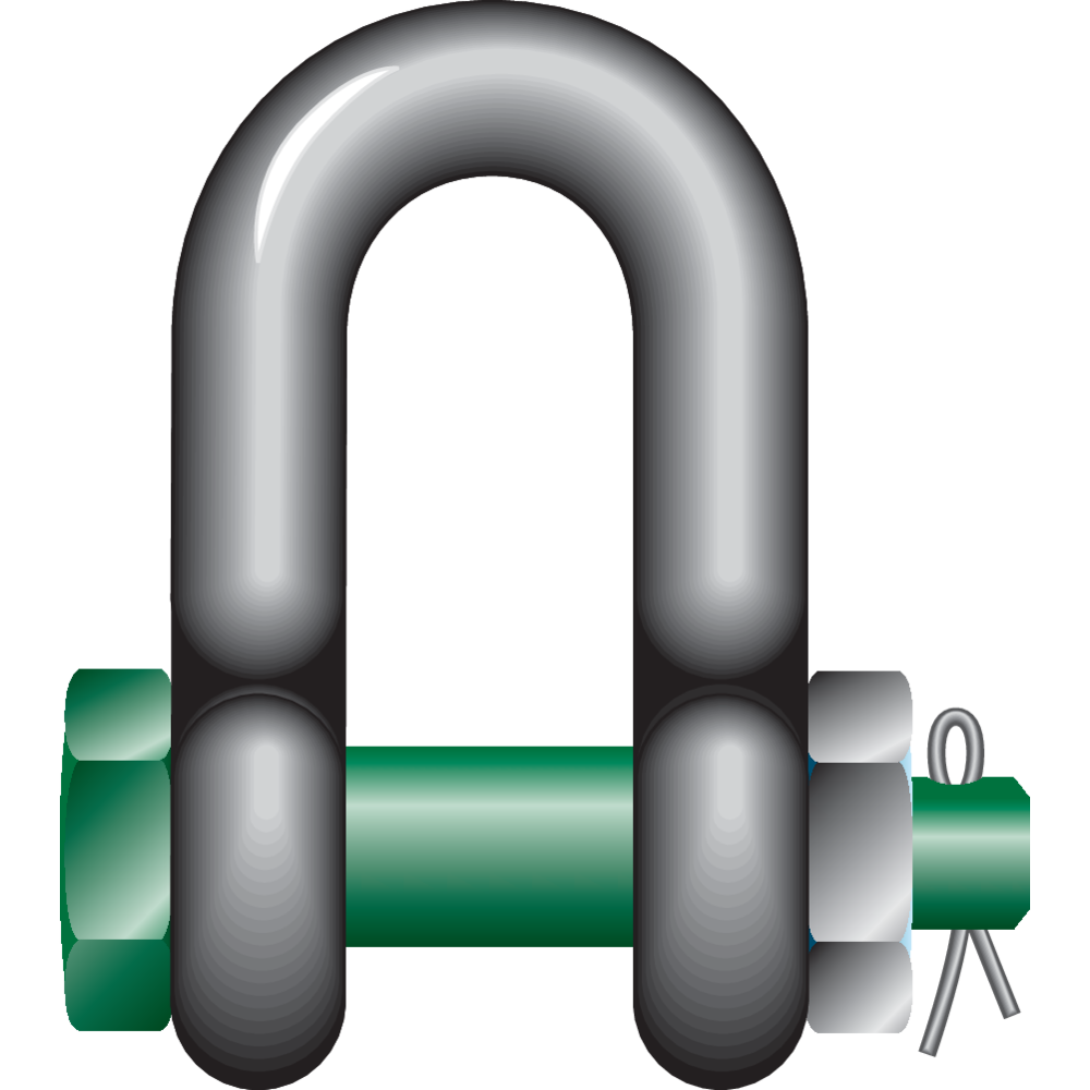 Sjakkel D med mutterbolt G-4153 Green Pin