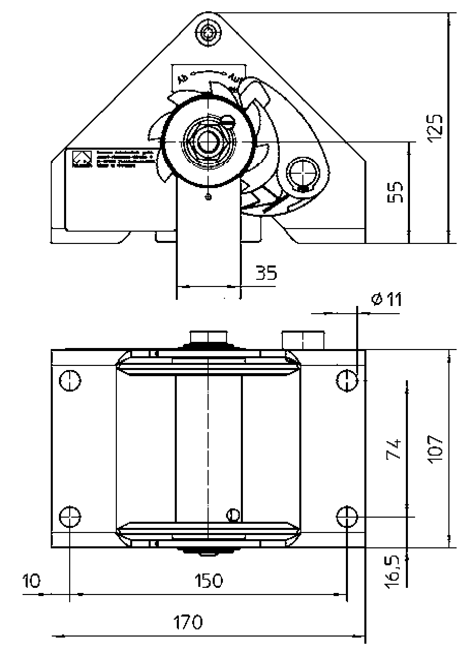 Bracket Winch KWV-KWE 250 measurements Bracket Winch KWV-KWE 250 measurements