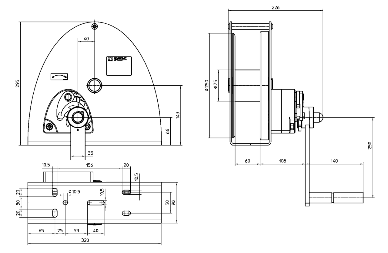 Bracket Winch KWV-KWE 1250 measurements Bracket Winch KWV-KWE 1250 measurements