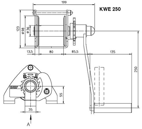 Bracket Winch KWE 250 measurements