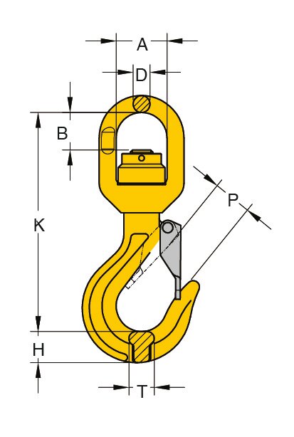 Yoke 8-049N Eye Swivel Hook measurements
