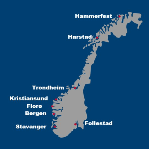 Map over Certex Norge placements in the country