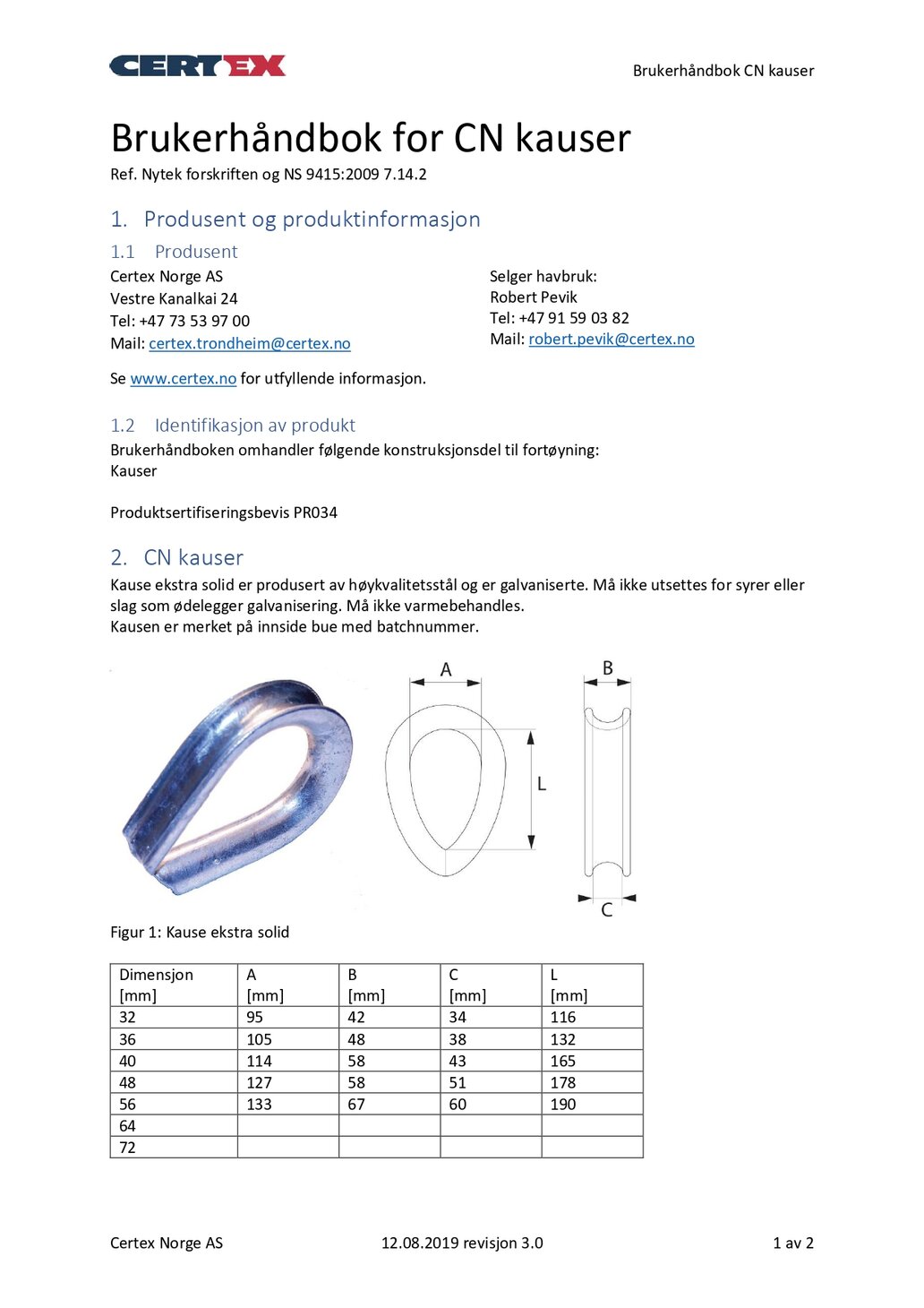 User manual for CN thimbles