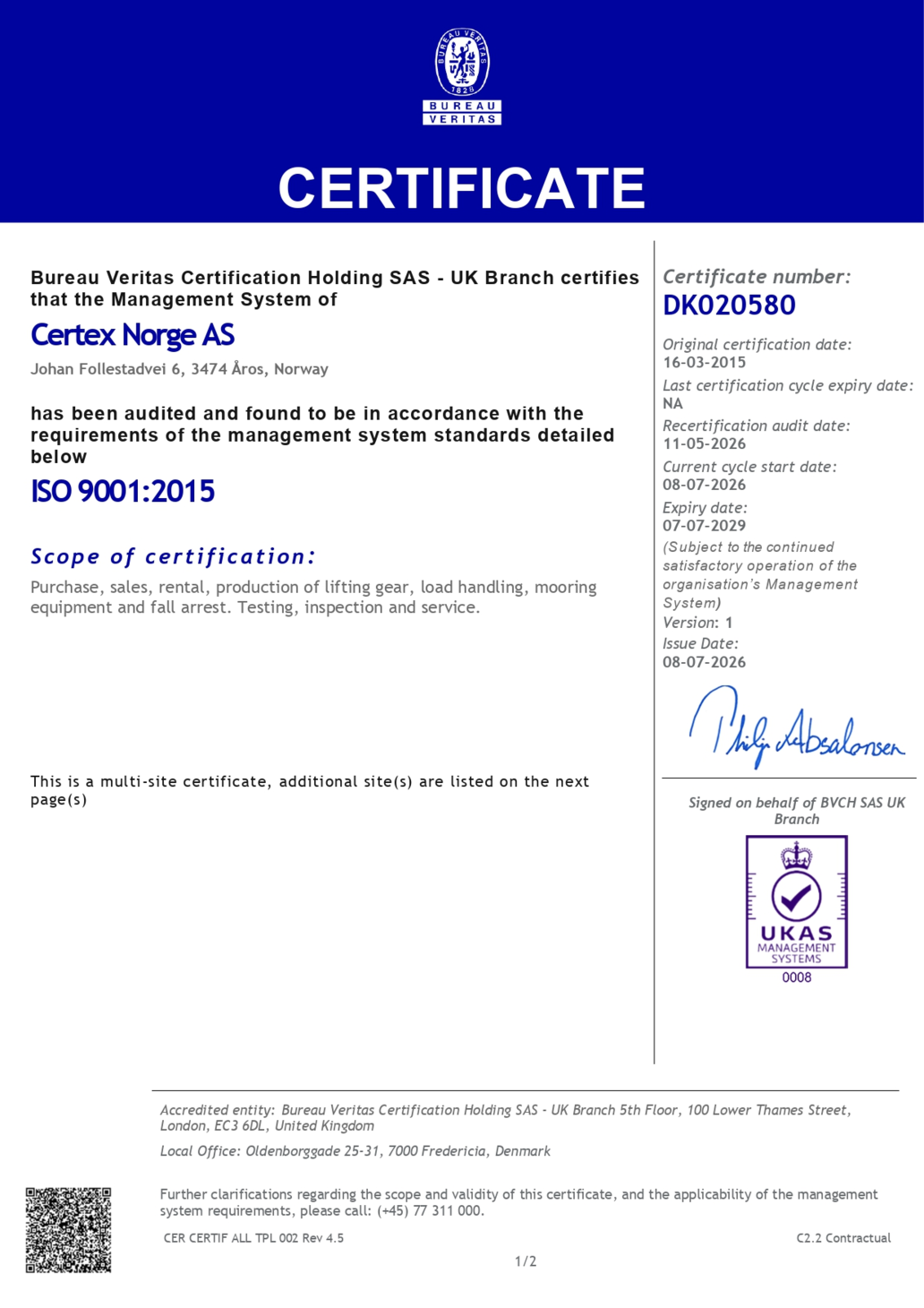 2026 ISO 9001 english certificate