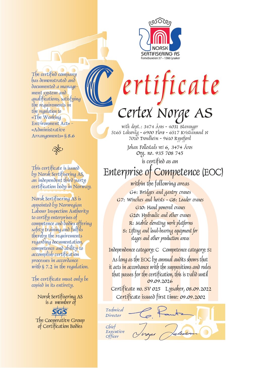 Enterprise of Competence Certificate