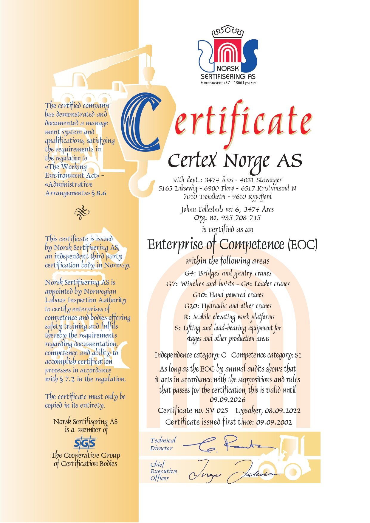 Enterprise of Competence Certificate
