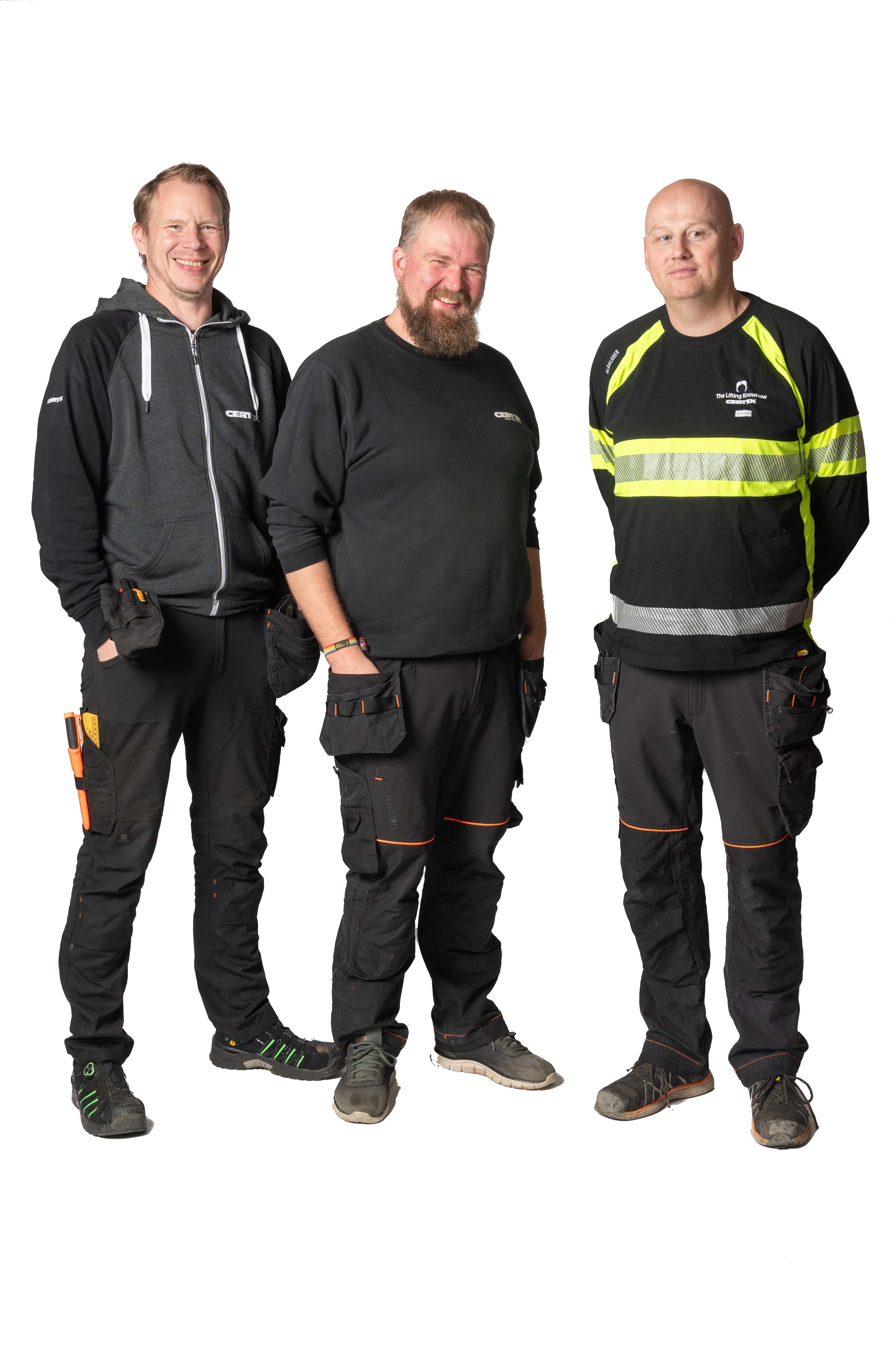 Olav, Kristoffer and Gunnar all stand ready to help you with service on your equipment.