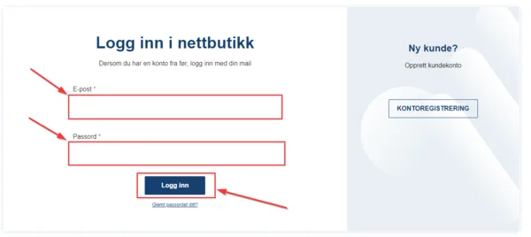 Få tilgang til vår webshop steg 2